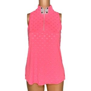 Jamie Sadock Sleeveless 1/4 Zip Cooltrex Polo, Women's XS  Neon Pink